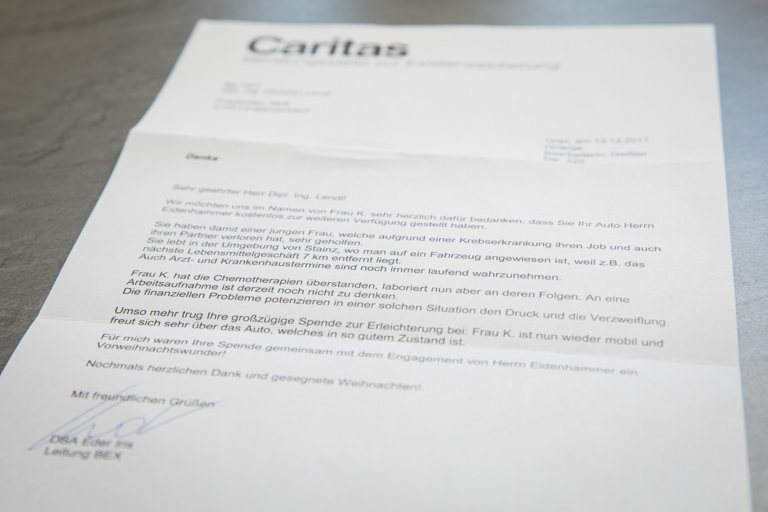 Brief der Caritas